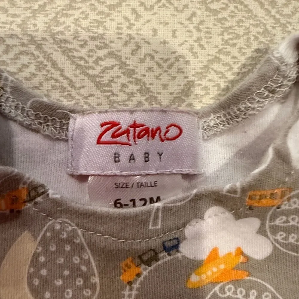 Zutano Baby Grey Romper – Ducks & Clouds Print (6–12M)